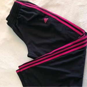 ADIDAS BLACK WITH PINK STRIPES ATHLETIC PANTS